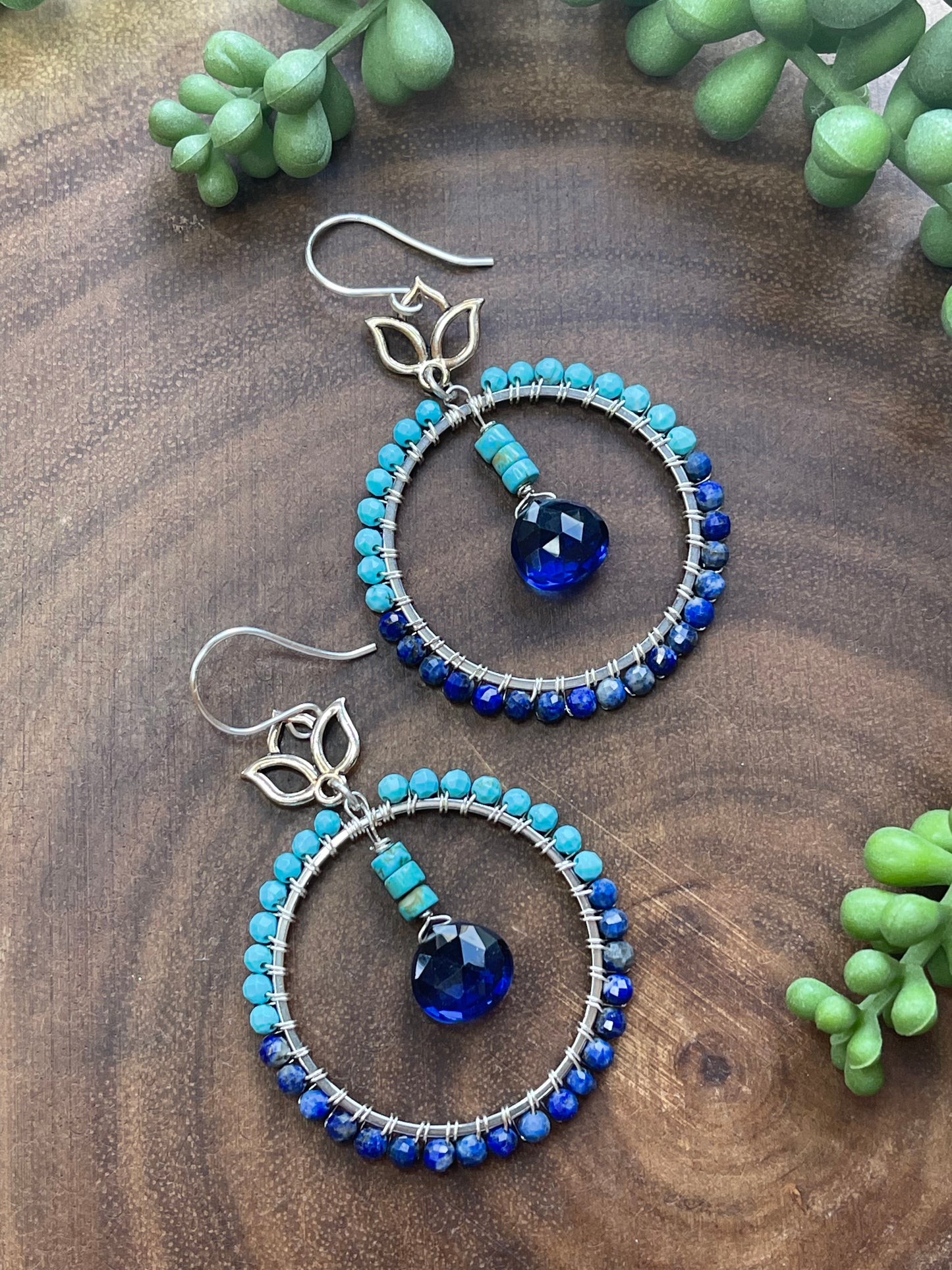 Turquoise / Lapis Lazuli Hoop Earrings