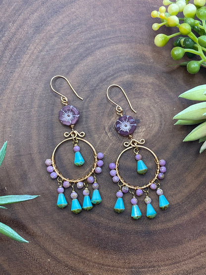 Flower Czech Boho Earrings