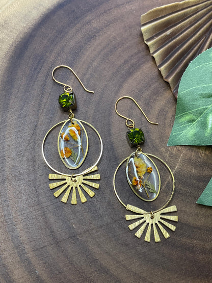 Orange Flower Resin Earrings