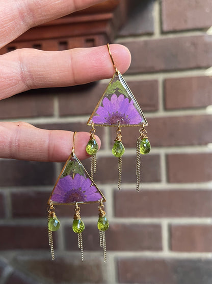 Purple Daisy Resin Earrings