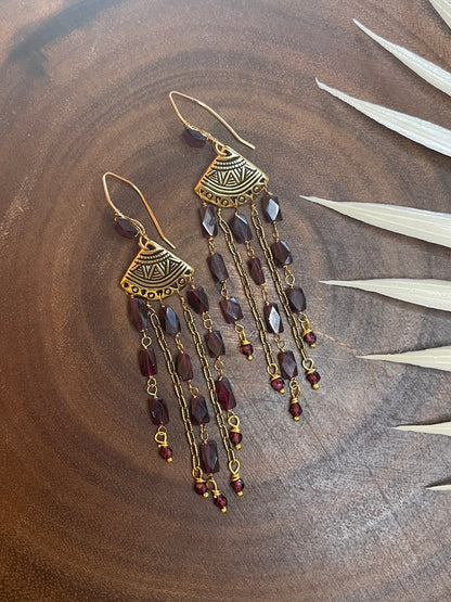 Garnet Fringe Earrings