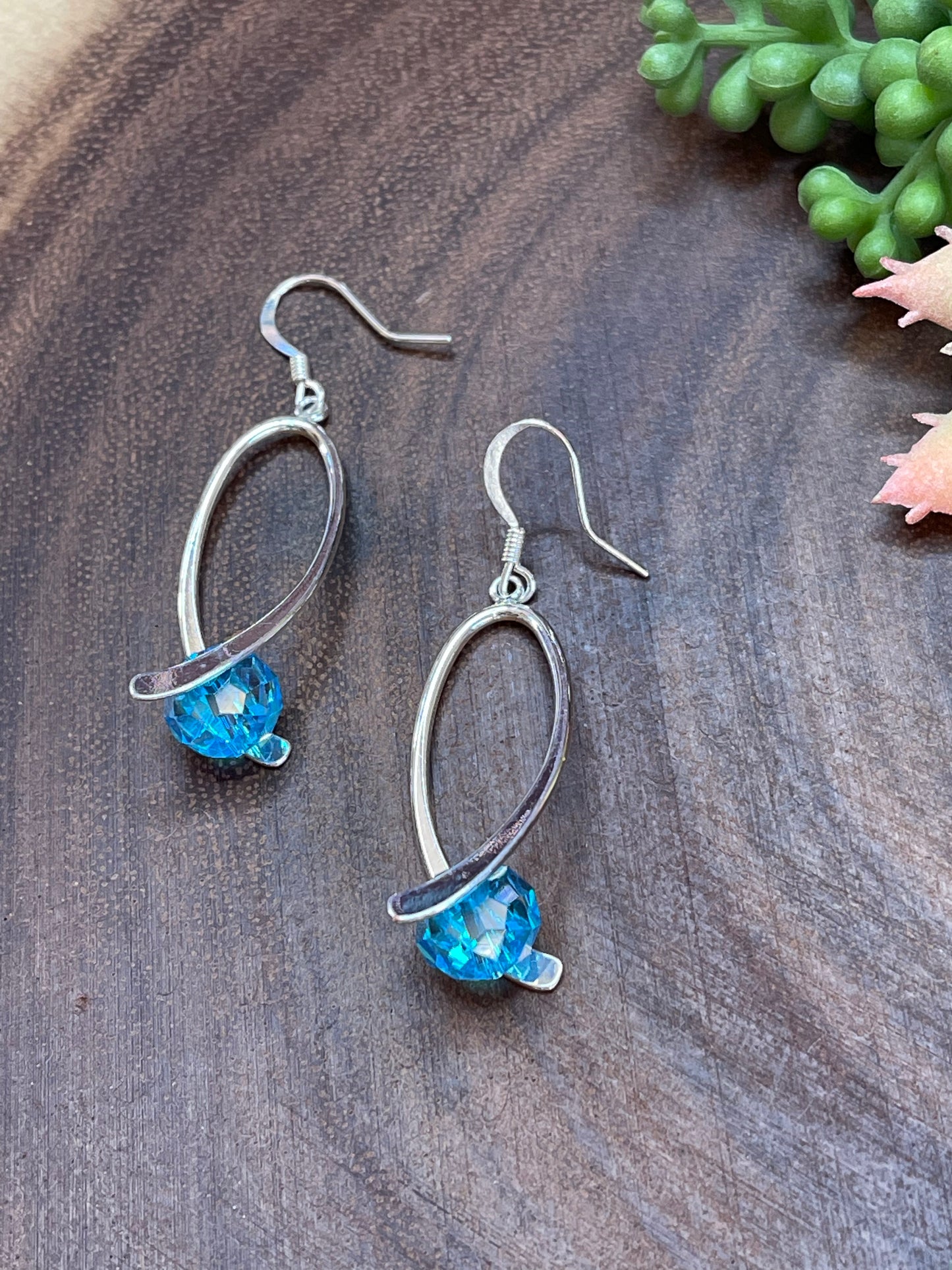 Blue Topaz Crystal Earrings