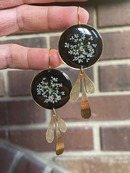 Queen Anne Lace Resin Earrings