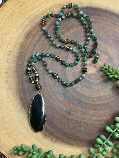 Moss Agate Boho Necklace