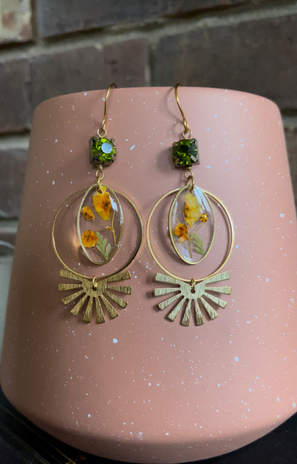 Orange Flower Resin Earrings