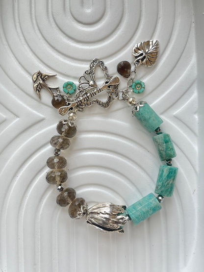 Amazonite / Smoky Quartz Spring Bracelet