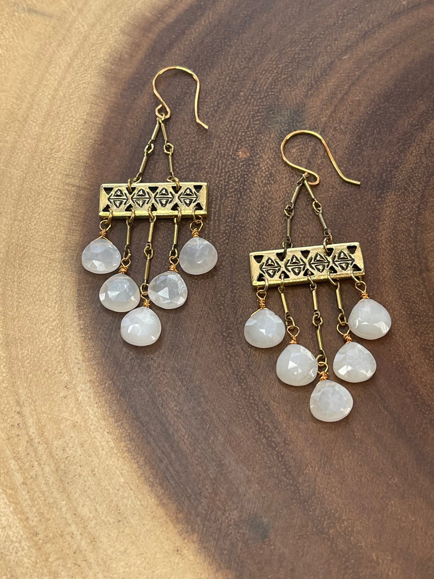 White Moonstone Earrings