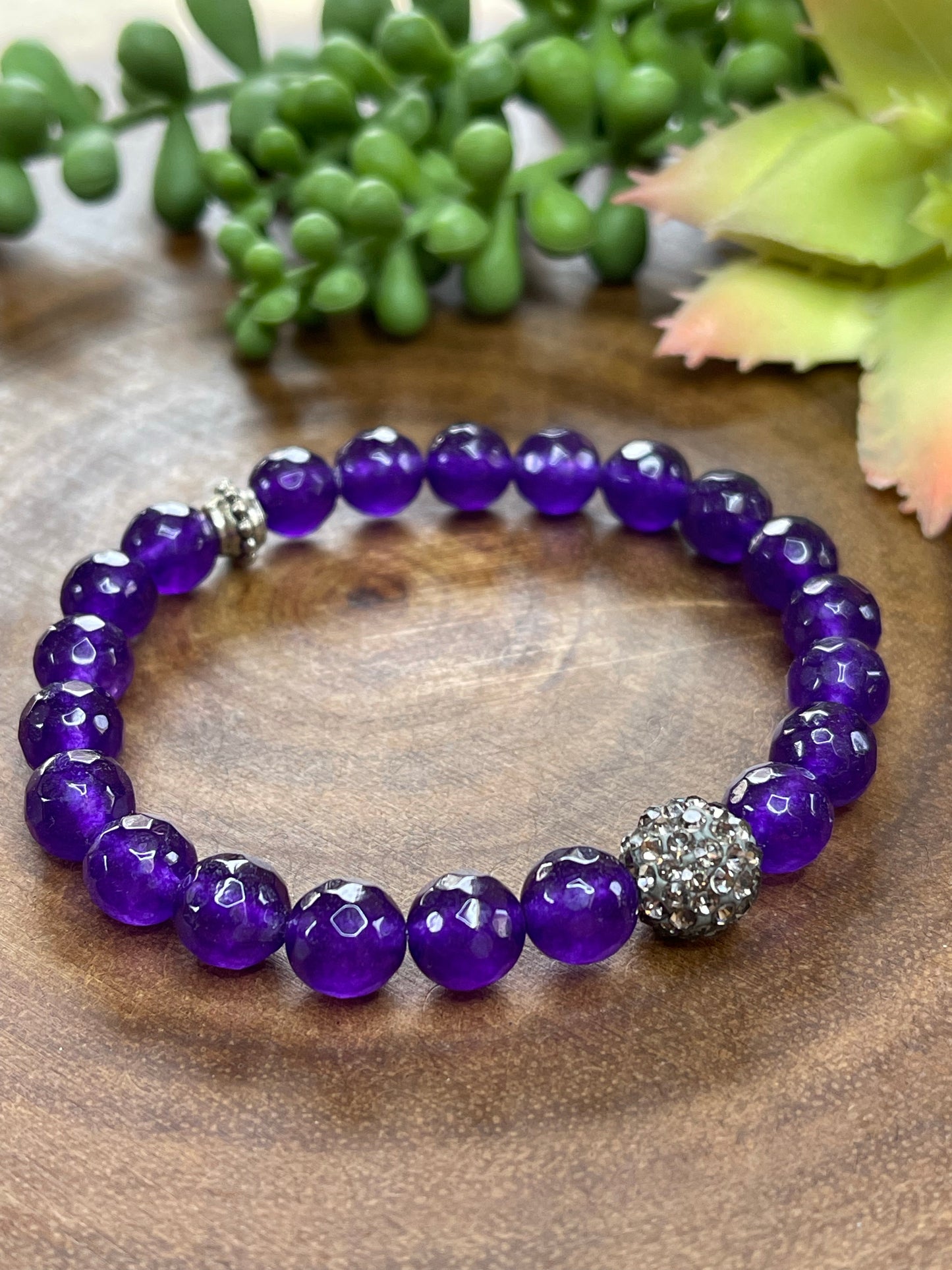 Dark Purpel Agate Beaded Bracelet