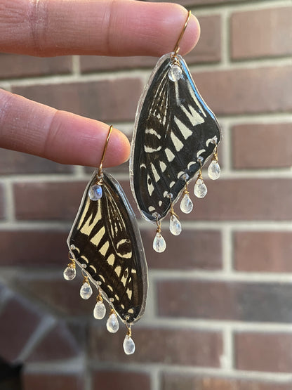 Moonstone Butterfly Resin Earrings