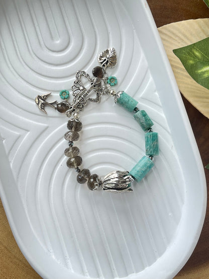 Amazonite / Smoky Quartz Spring Bracelet