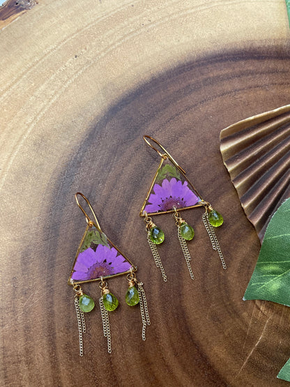 Purple Daisy Resin Earrings