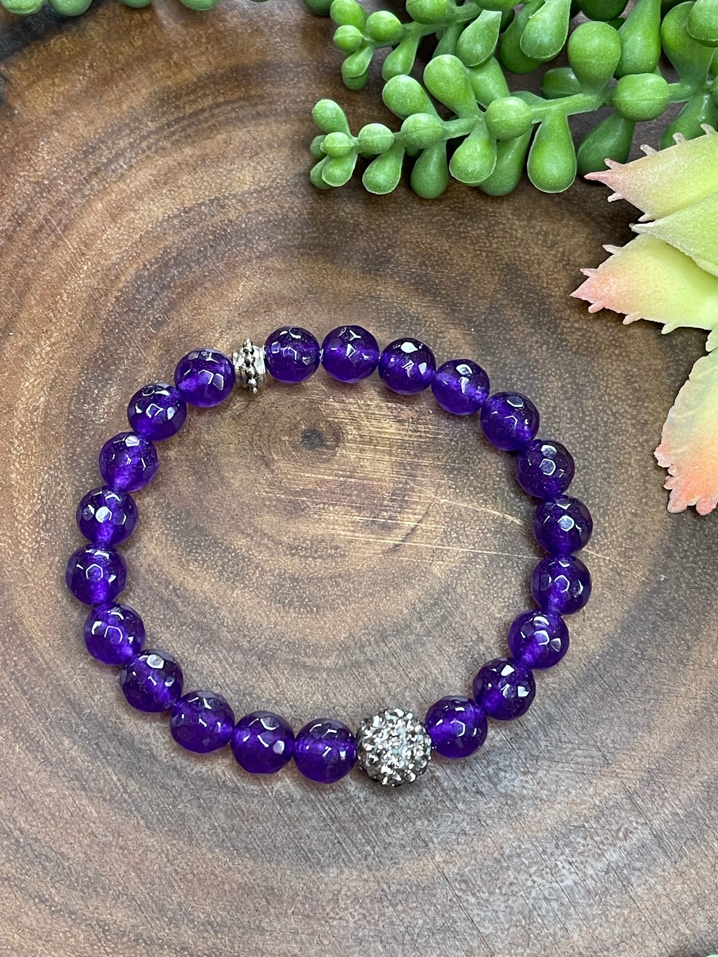 Dark Purple Agate Beaded Bracelet