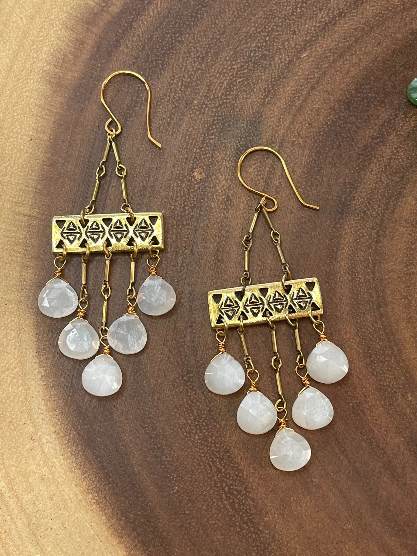 White Moonstone Earrings