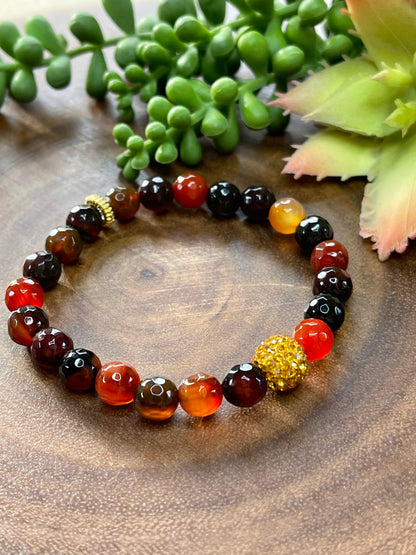 Orange Agate Beaded Bracelet