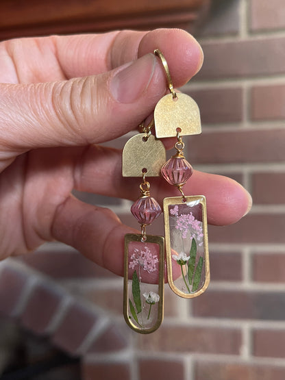 Pink Flower Resin Earrings