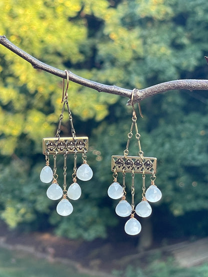 White Moonstone Earrings