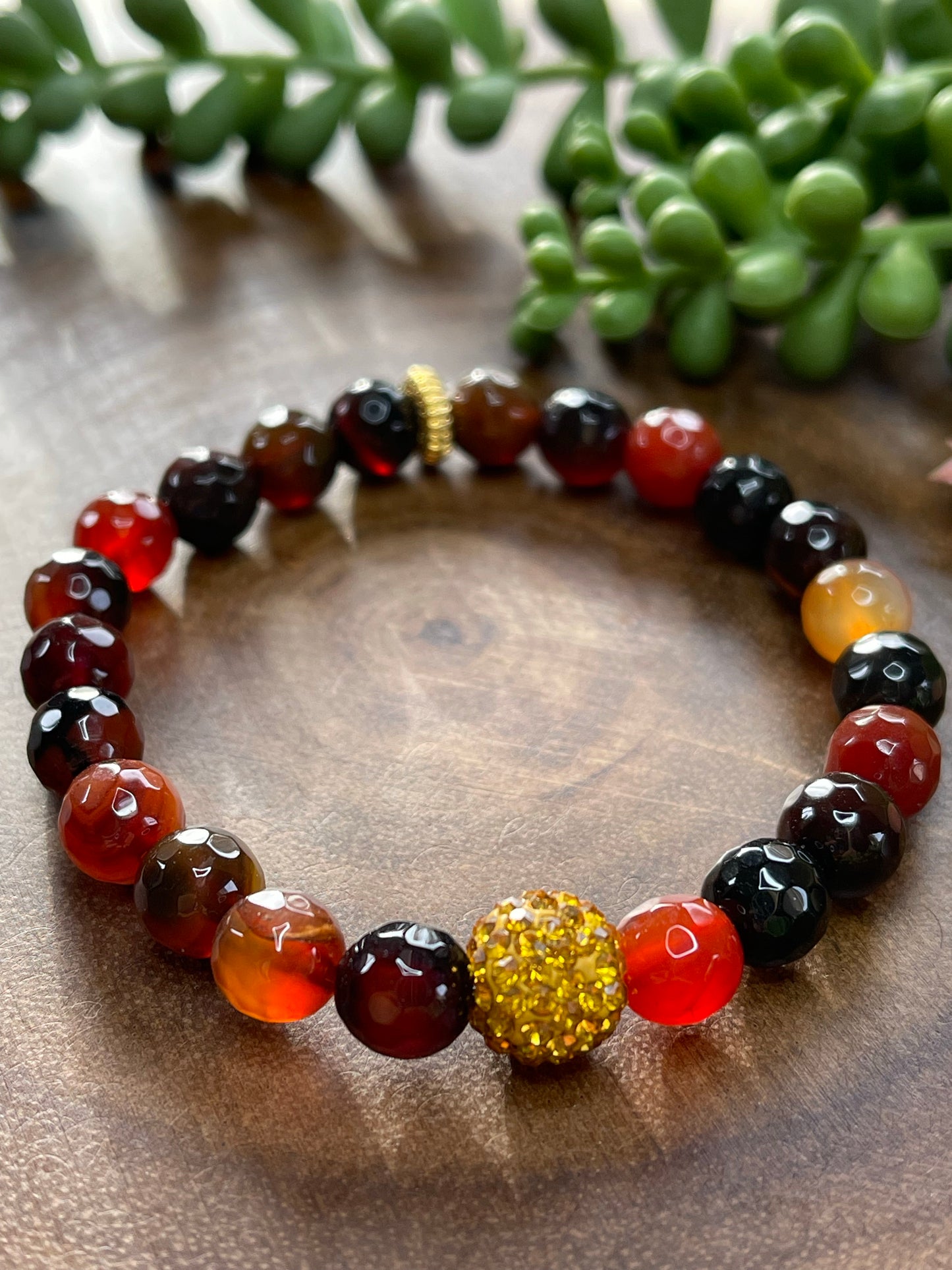 Orange Agate Beaded Bracelet