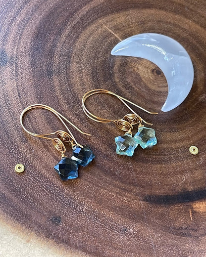 Blue Quartz Star Earrings