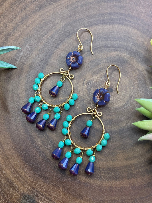 Purple Flower Boho Earrings