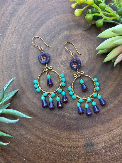 Purple Flower Boho Earrings