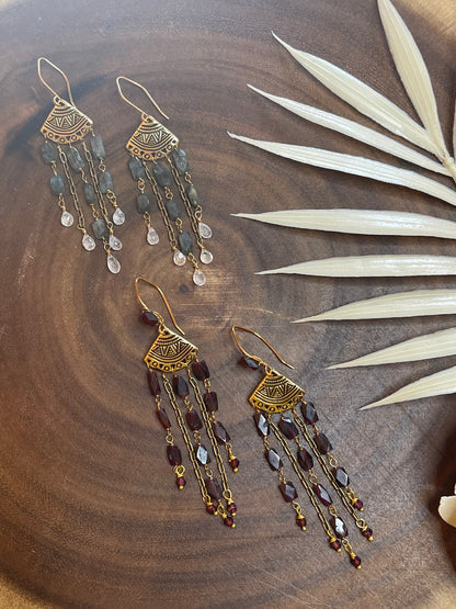 Garnet Fringe Earrings