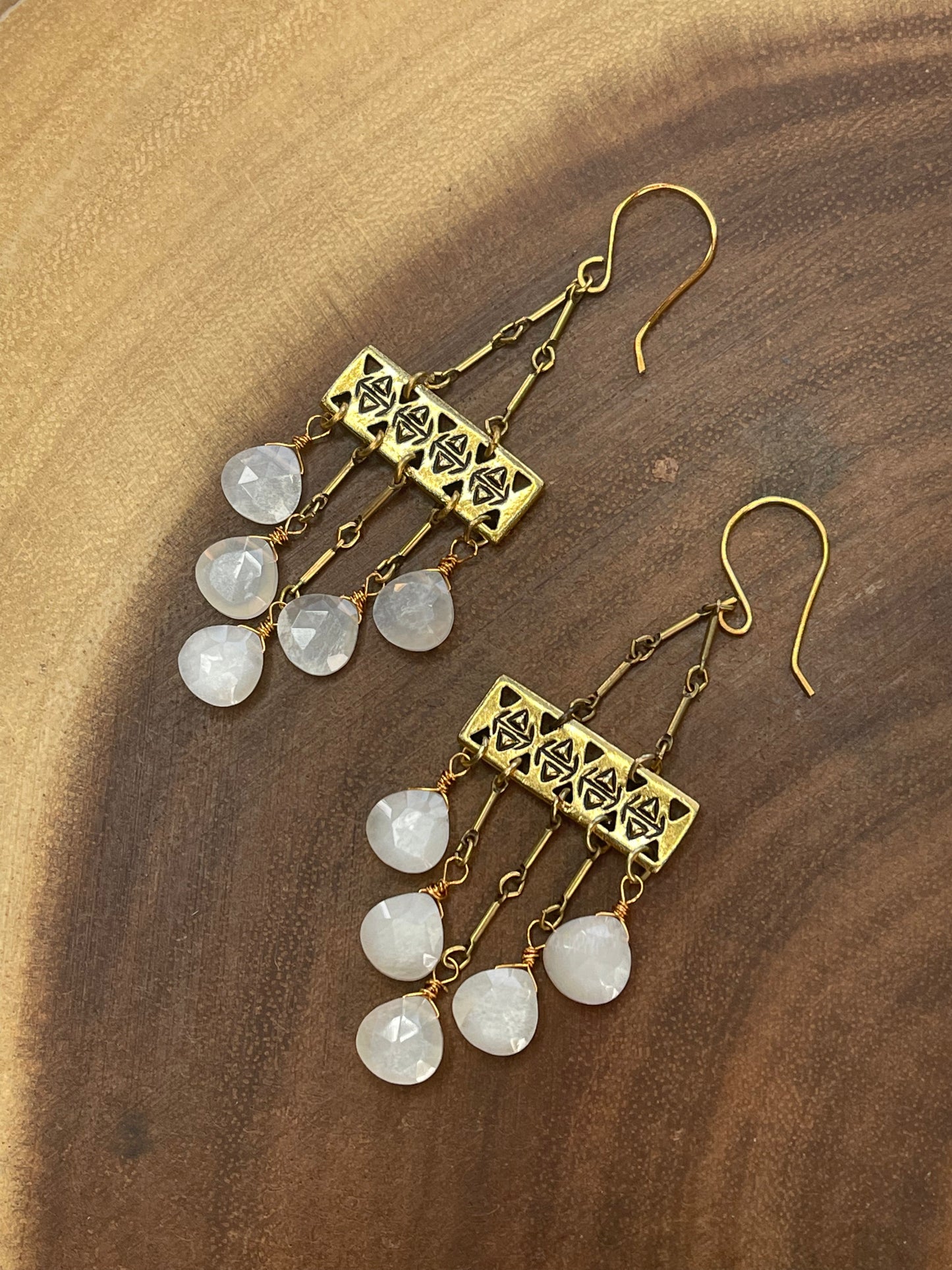 White Moonstone Earrings