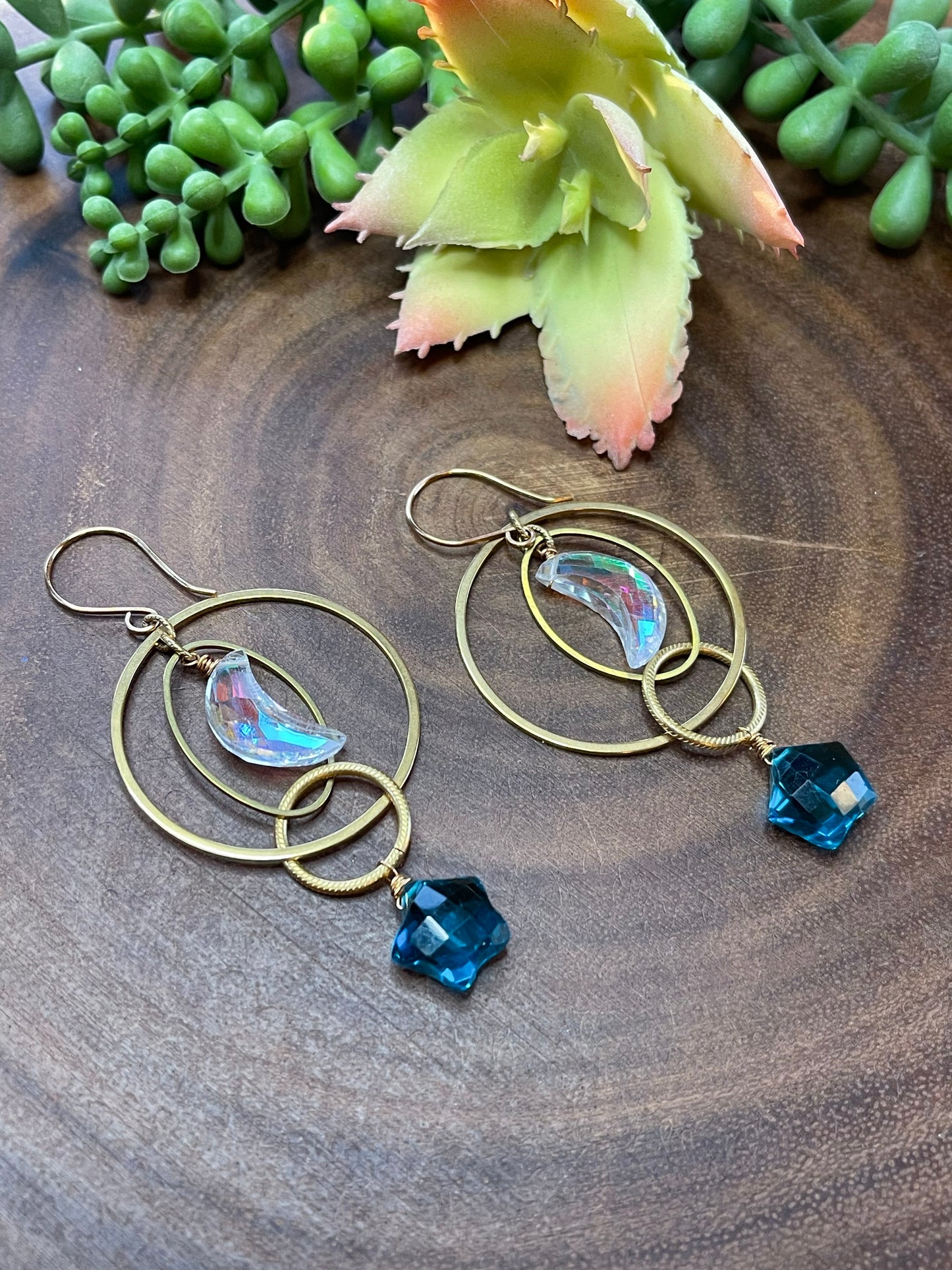 Crescent and Star Hoop Earrings