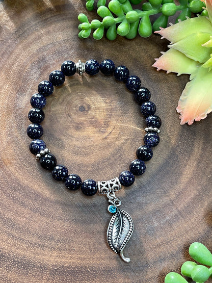 Blue Sunstone Beaded Bracelet