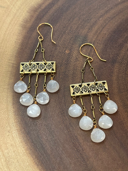 White Moonstone Earrings