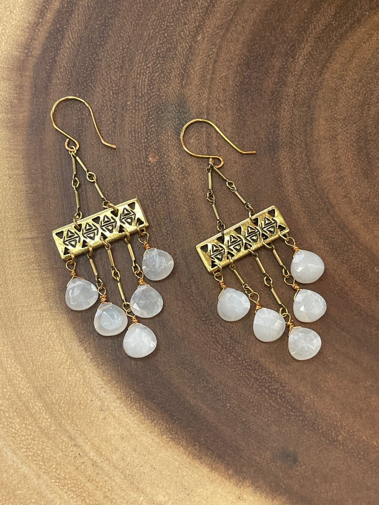 White Moonstone Earrings