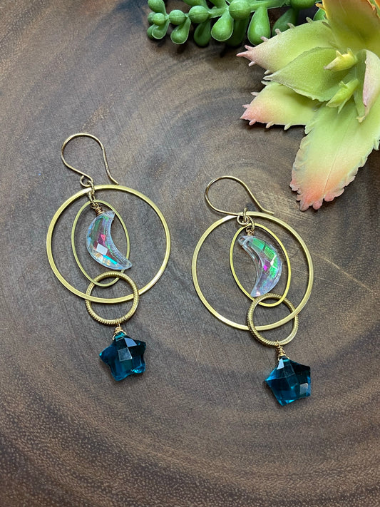 Crescent and Star Hoop Earrings