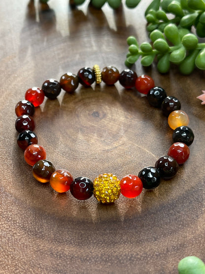 Orange Agate Beaded Bracelet