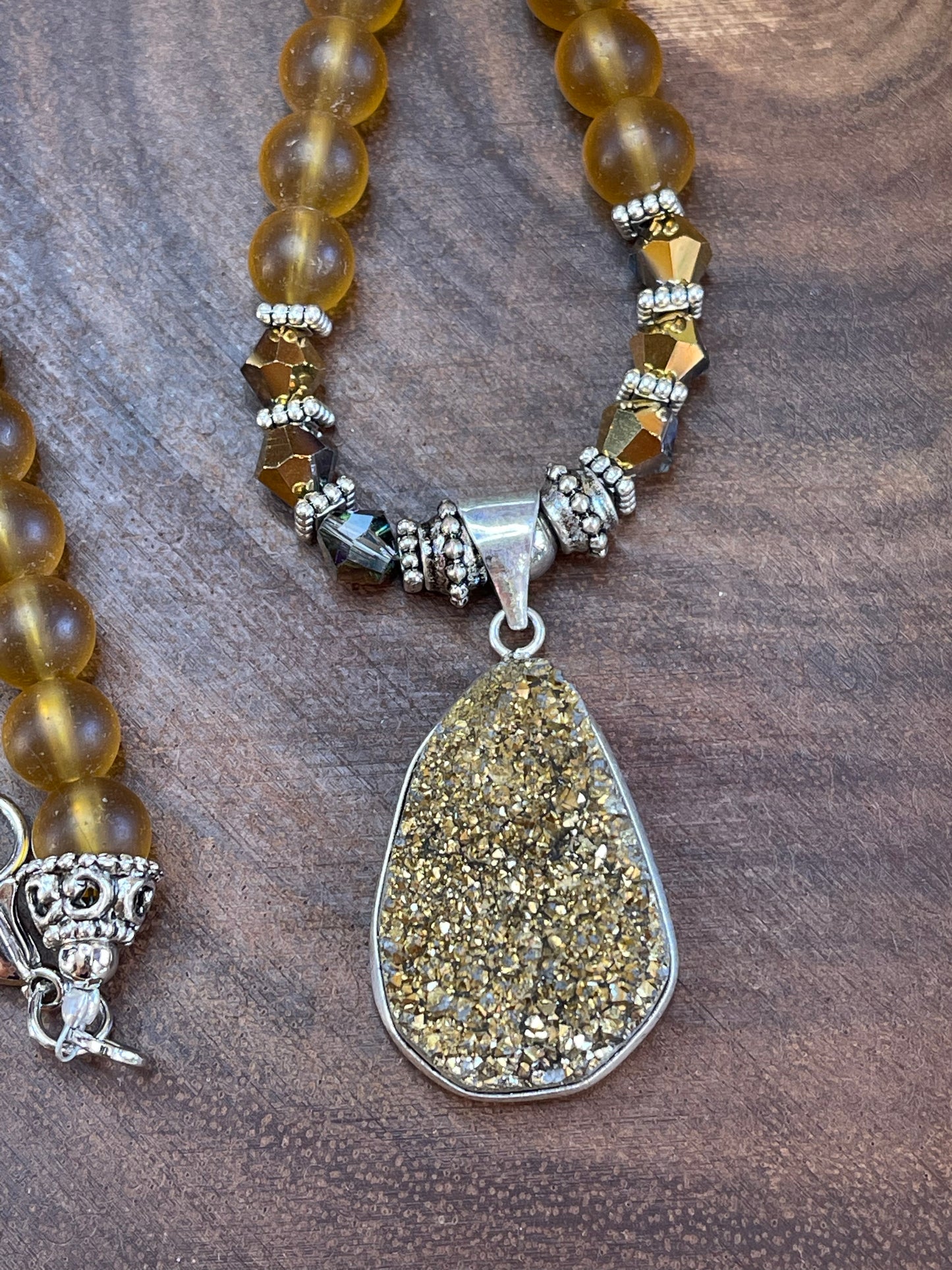 Gold Druzy Beaded  Necklace