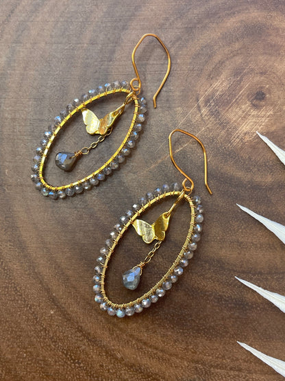 Mystic Labradorite Butterfly Earrings