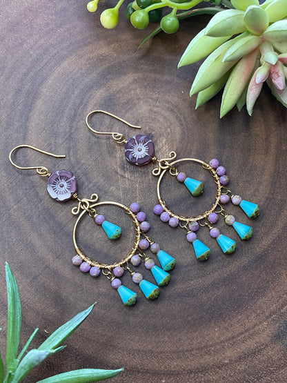 Flower Czech Boho Earrings