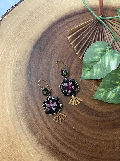 Pink Flower Resin Earrings