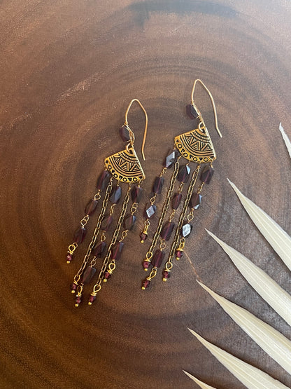 Garnet Fringe Earrings