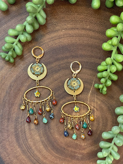 Celestial Jasper Czech Earrings