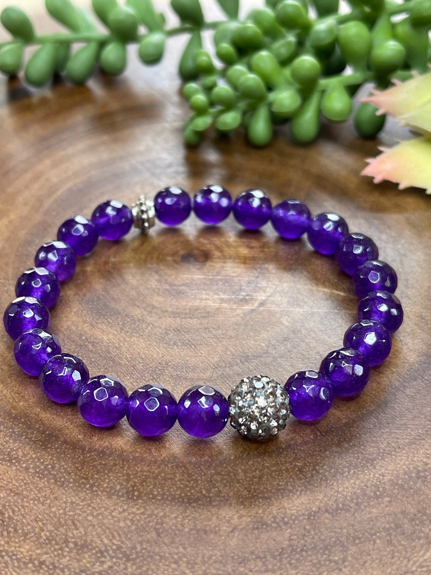 Dark Purple Agate Beaded Bracelet