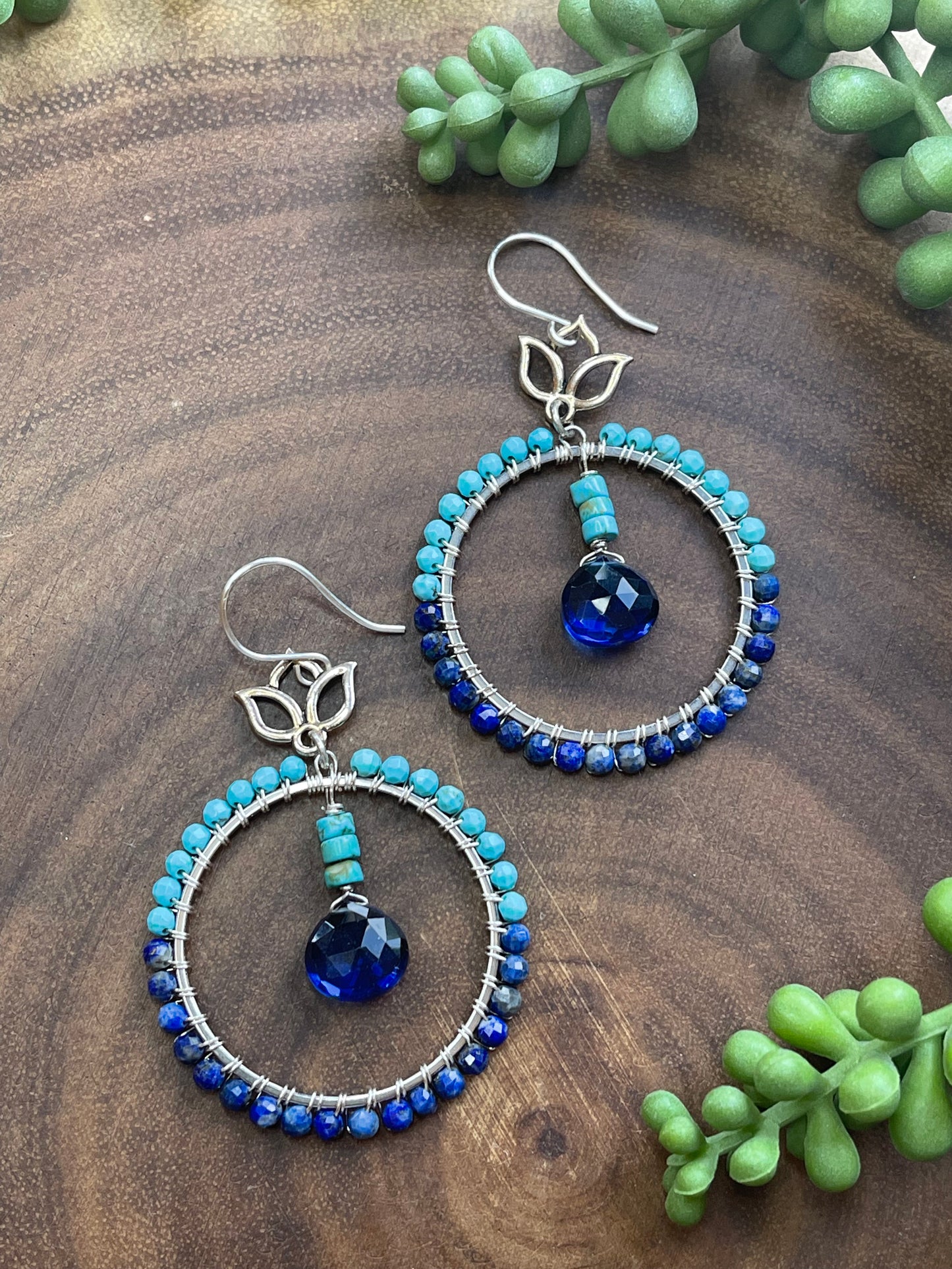 Turquoise / Lapis Lazuli Hoop Earrings