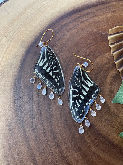 Moonstone Butterfly Resin Earrings