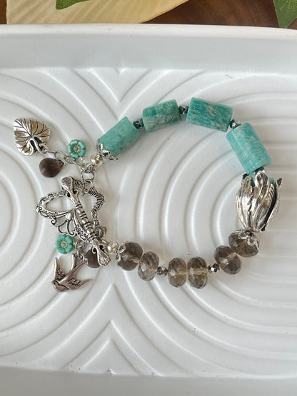 Amazonite / Smoky Quartz Spring Bracelet